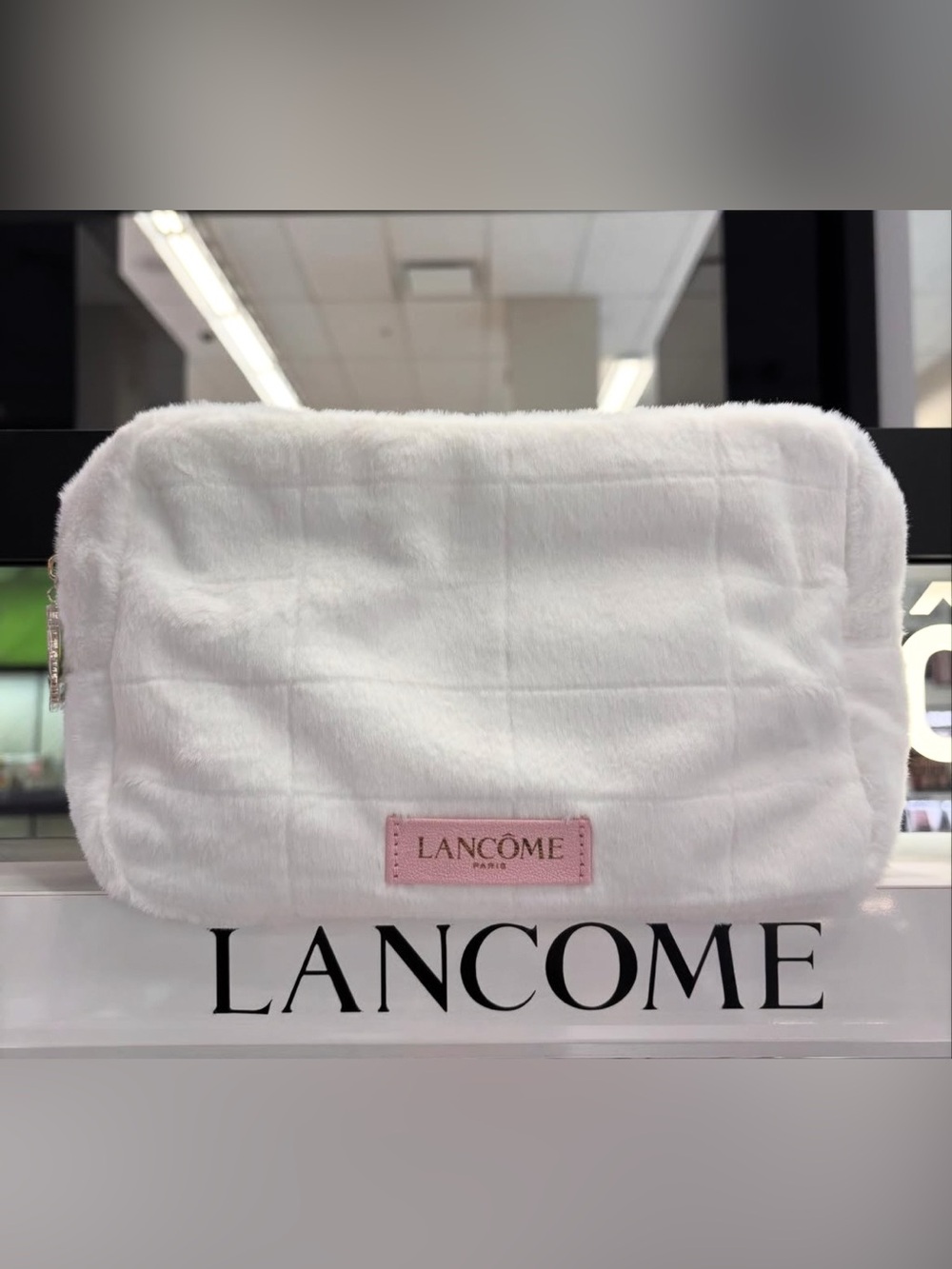2/$12 Lancome White Plush Cosmetic Pouch